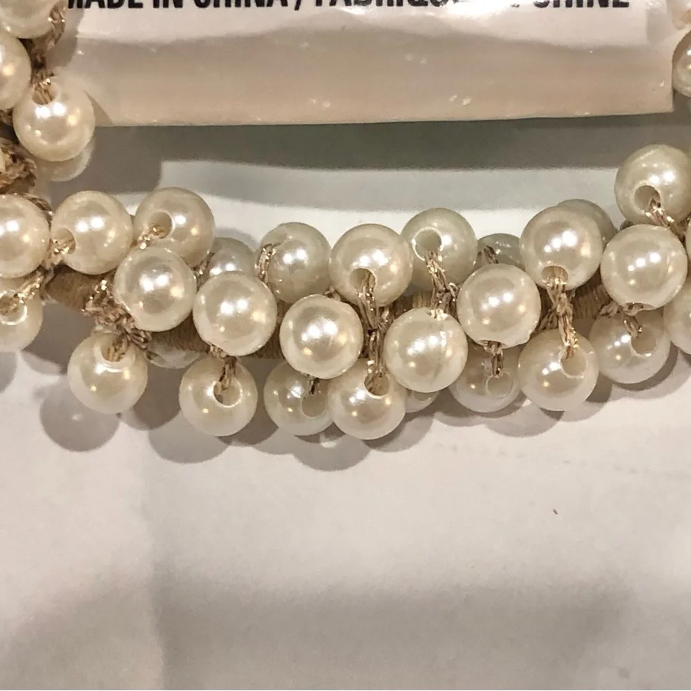 2pack faux pearl adorned elastic hair‎ band scrunchies new